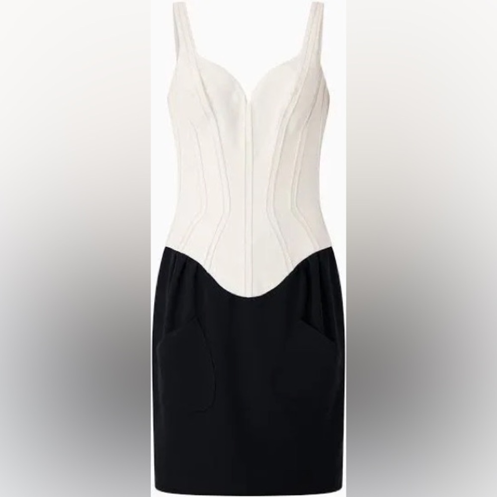 Thierry Mugler Black and White Corset Dress 90's Couture
